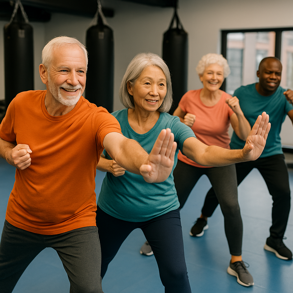 Seniors pratiquant des exercices de mobilité douce